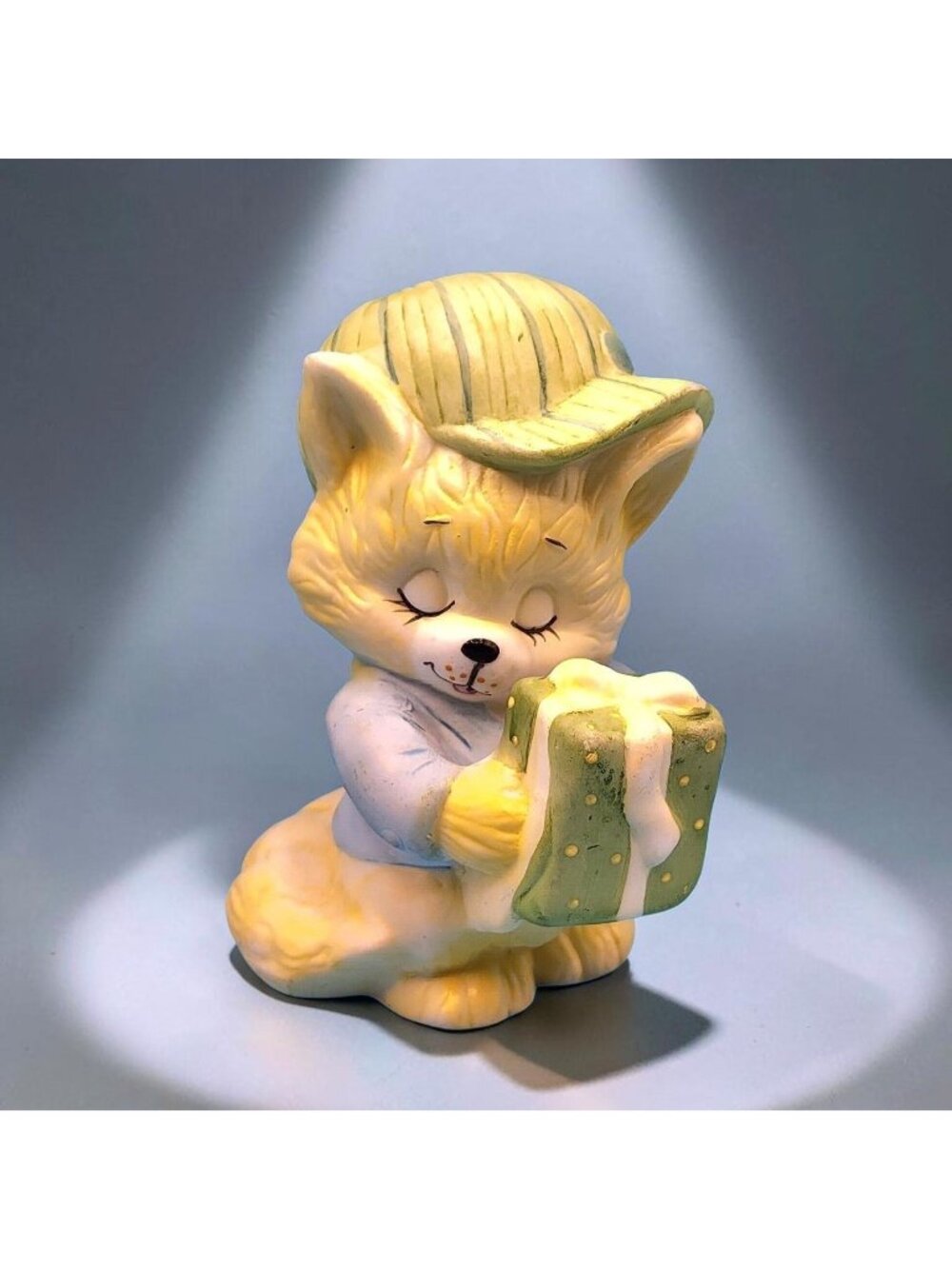 Vintage Feline Feelins Birthday Boy Cat Figurine Present 1986 Taiwan Ceramic
